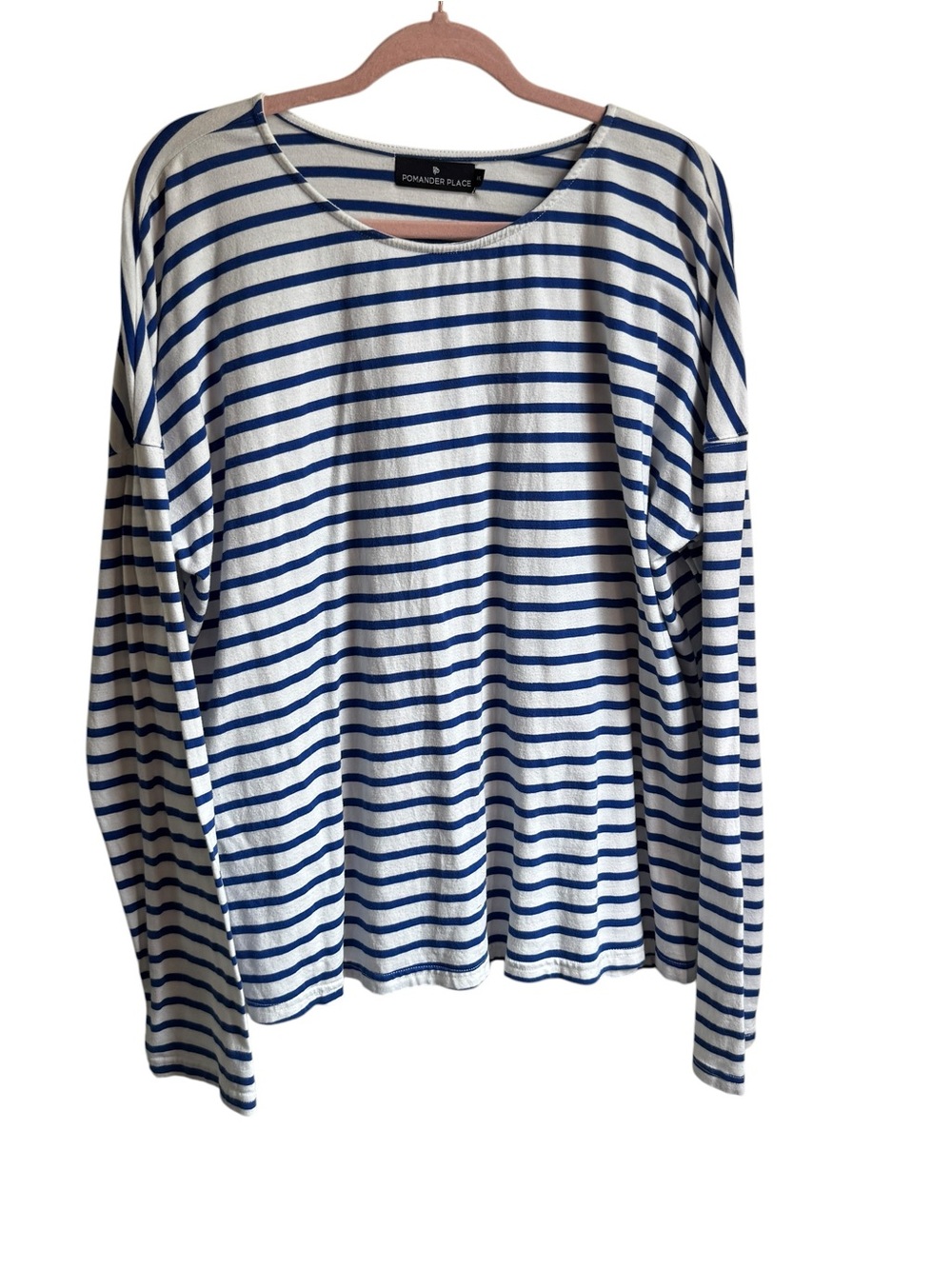 Pomander Place Blue and White Striped Long Sleeve Tee